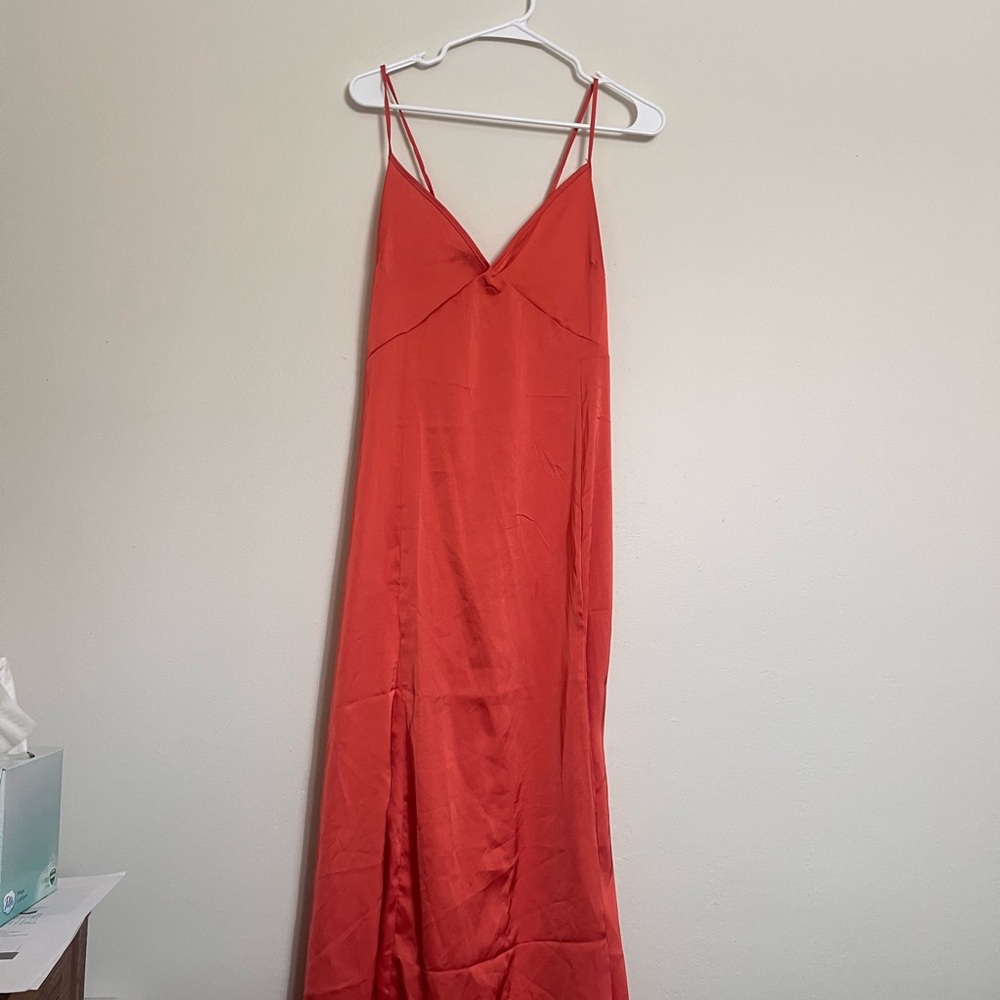 Elegant Red Orange Slip Dress